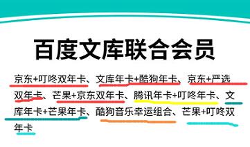 2023年百度文库联合会员（京东/酷狗/叮咚/芒果/严选）便宜购买攻略